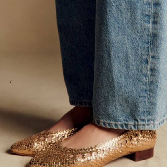 Sezane Anya Low Ballerinas in smooth braided gold // size 7 - Picture 2 of 4